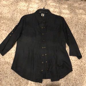Black short sleeve button up